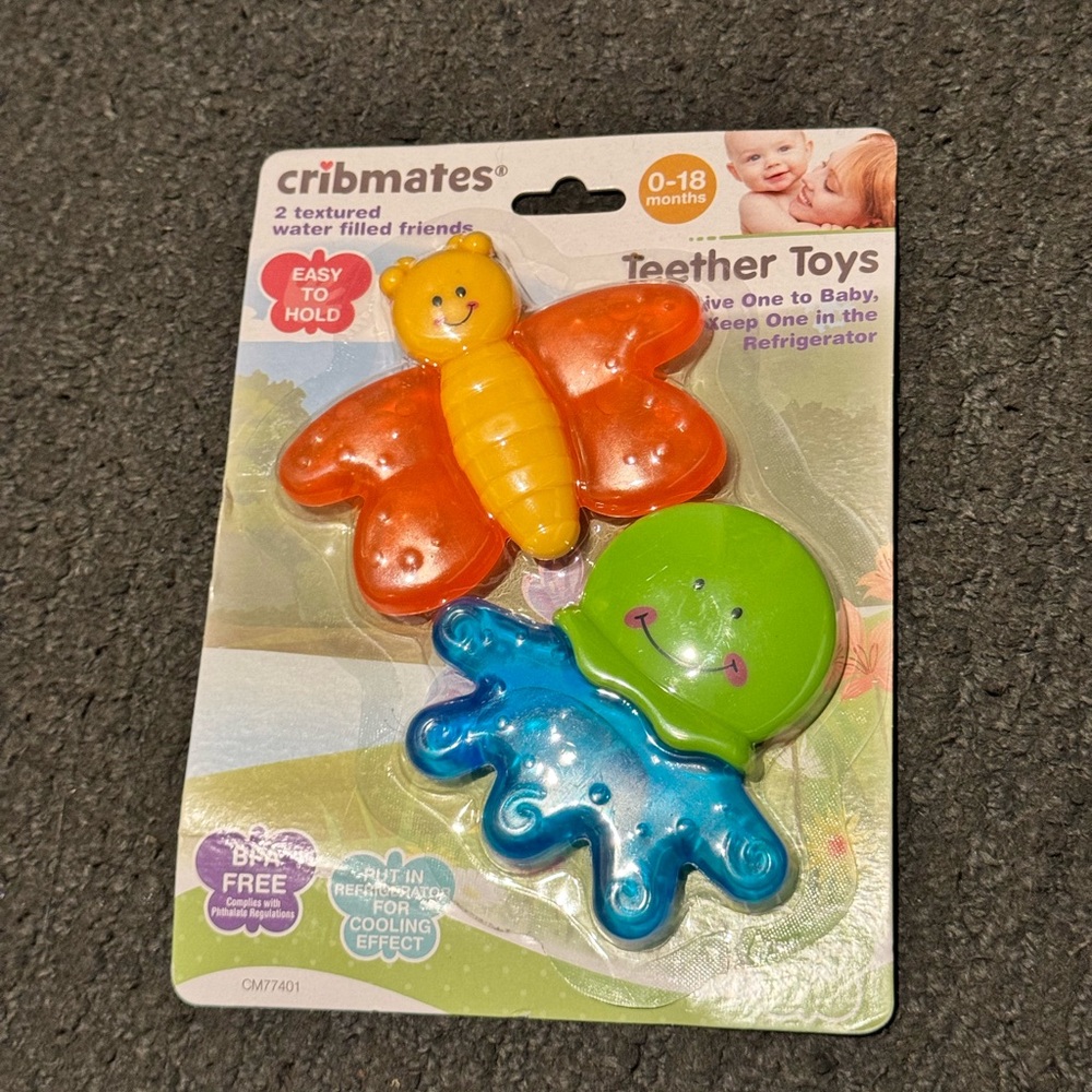 Cribmates Teether Toys - Orange, Green, and Blue 0-18 months